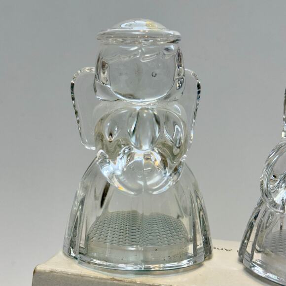 Lenox Crystal Angel Salt & Pepper Set 3" Preowned in box With Stoppers Christmas - Picture 10 of 13